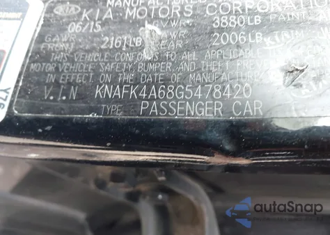 2016 Kia Forte Lx из США, поврежденный, VIN KNAFK4A68G5478420